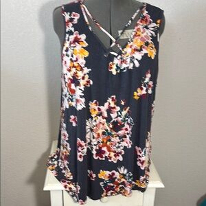 24/7 Maurice’s Floral Sleeveless Top - Navy